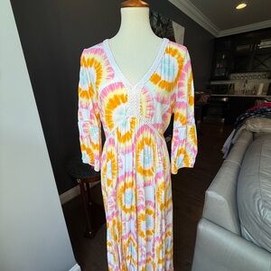Crown & Ivy Vibrant Tie-Dye Maxi Dress